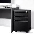 CuisinSmart 3 Drawer File Cabinet, with 4 Wheels, Locking File Cabinet for A4, Letter-Head, Legal-Size Folders, File Cabinet for Office&Study