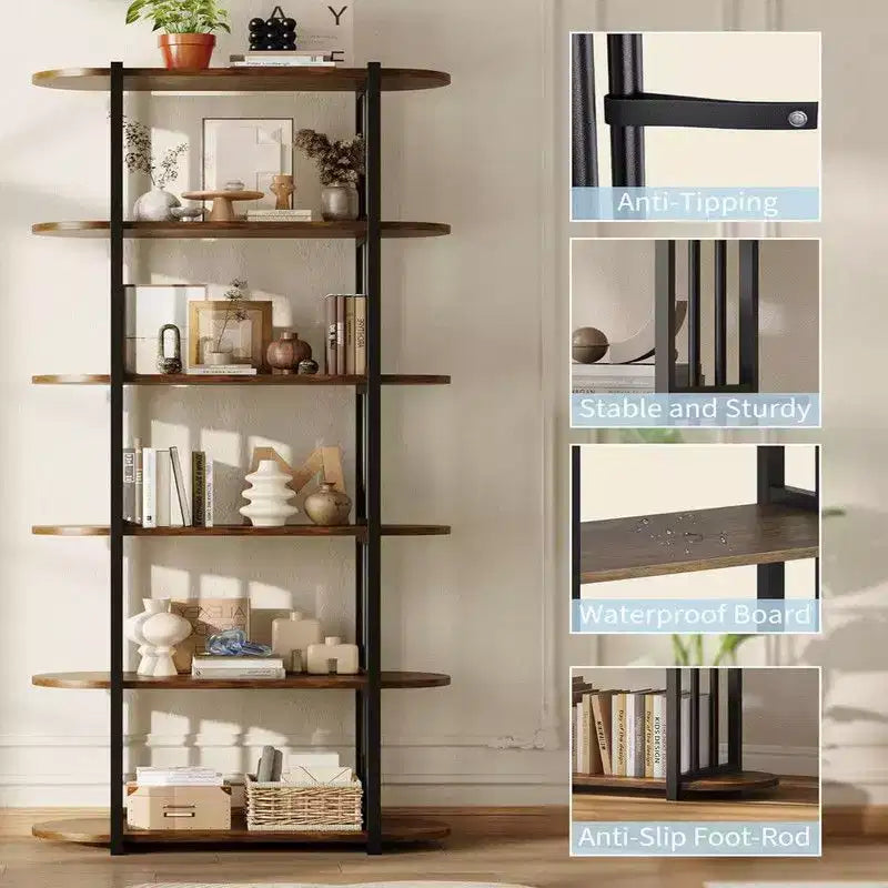 Libreria, scaffale a 6 ripiani, unità di stoccaggio industriale a colonna