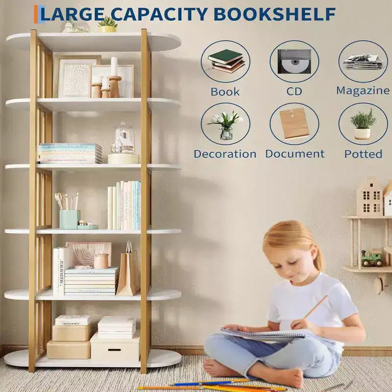 Libreria, scaffale a 6 ripiani, unità di stoccaggio industriale a colonna