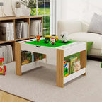 Tavolo da gioco 2 in 1 per bambini, moderno tavolo per attività didattiche con 6 scomparti compatibile con blocchi da costruzione, mobile da gioco