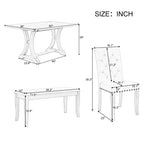 GDFStudio Thomas Set da Pranzo da 6 Pezzi in Stile Rustico con Sedie Imbottite e Panca