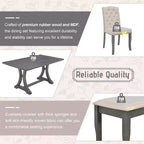 GDFStudio Thomas Set da Pranzo da 6 Pezzi in Stile Rustico con Sedie Imbottite e Panca