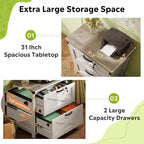GALAXHERO Cassettiera Portadocumenti Laterale a 2 Cassetti con Serratura, Supporto per Stampante in Legno per Ufficio Domestico, Adatta per Formato Letter/Legal/A4