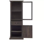 Credenza Alta Moderna con Ante e Ripiani in Vetro - Madia Versatile Autoportante con Cassetto per Soggiorno, Cucina, Sala da Pranzo e Ufficio