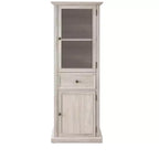 Credenza Alta Moderna con Ante e Ripiani in Vetro - Madia Versatile Autoportante con Cassetto per Soggiorno, Cucina, Sala da Pranzo e Ufficio