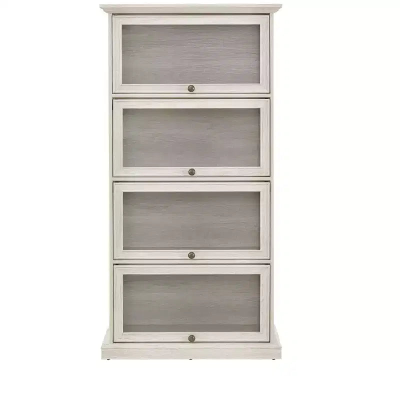 Vetrinetta in vetro a 4 ripiani, elegante vetrina espositiva con ante a ribalta in vetro, perfetta per collezionisti, espositore, libreria elegante