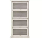 Vetrinetta in vetro a 4 ripiani, elegante vetrina espositiva con ante a ribalta in vetro, perfetta per collezionisti, espositore, libreria elegante