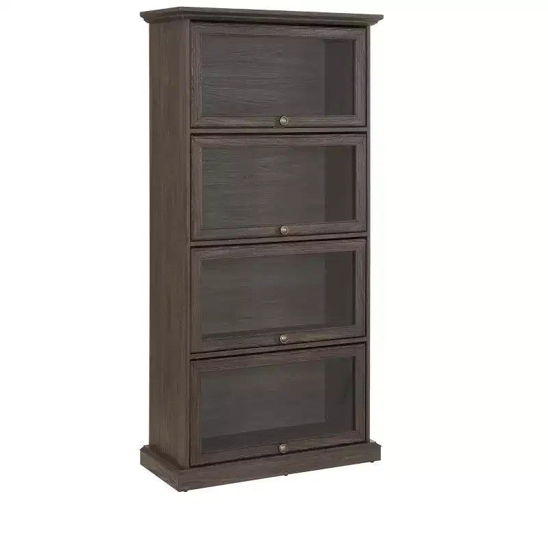 Vetrinetta in vetro a 4 ripiani, elegante vetrina espositiva con ante a ribalta in vetro, perfetta per collezionisti, espositore, libreria elegante