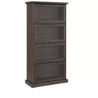 Vetrinetta in vetro a 4 ripiani, elegante vetrina espositiva con ante a ribalta in vetro, perfetta per collezionisti, espositore, libreria elegante