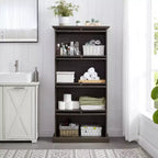 Vetrinetta in vetro a 4 ripiani, elegante vetrina espositiva con ante a ribalta in vetro, perfetta per collezionisti, espositore, libreria elegante