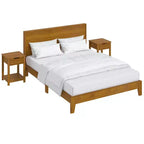 Letto Queen Galano Luxe con testiera e comodini Elira a 2 cassetti, set da 2 in noce ambrato