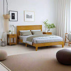 Letto Queen Galano Luxe con testiera e comodini Elira a 2 cassetti, set da 2 in noce ambrato