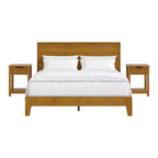 Letto Queen Galano Luxe con testiera e comodini Elira a 2 cassetti, set da 2 in noce ambrato
