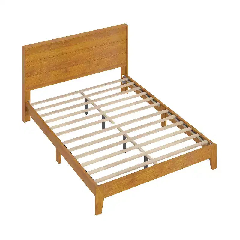 Letto Queen Galano Luxe con testiera e comodini Elira a 2 cassetti, set da 2 in noce ambrato