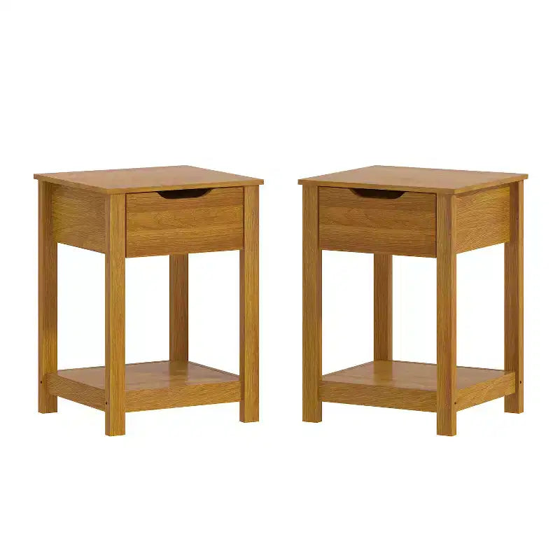 Letto Queen Galano Luxe con testiera e comodini Elira a 2 cassetti, set da 2 in noce ambrato