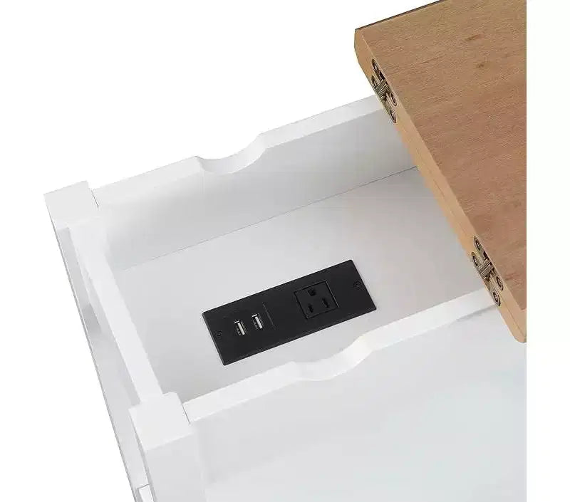 HomeStock Belmont Tavolino laterale con ripiano ribaltabile e stazione di ricarica integrata, porte USB, prese di corrente e vano portaoggetti nascosto per gli elementi essenziali del soggiorno