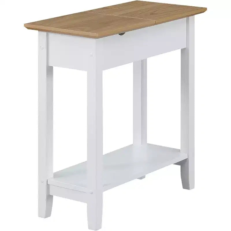 HomeStock Belmont Tavolino laterale con ripiano ribaltabile e stazione di ricarica integrata, porte USB, prese di corrente e vano portaoggetti nascosto per gli elementi essenziali del soggiorno
