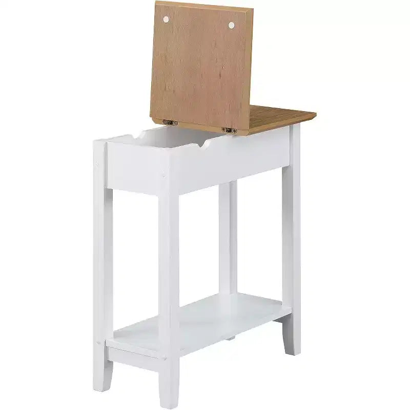 HomeStock Belmont Tavolino laterale con ripiano ribaltabile e stazione di ricarica integrata, porte USB, prese di corrente e vano portaoggetti nascosto per gli elementi essenziali del soggiorno