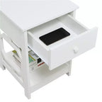 HomeStock Belmont Tavolino d'Appoggio a 1 Cassetto con Design Laterale Ottagonale, Cassetto Estraibile e Due Ripiani, Tavolino Laterale Moderno per Soggiorno