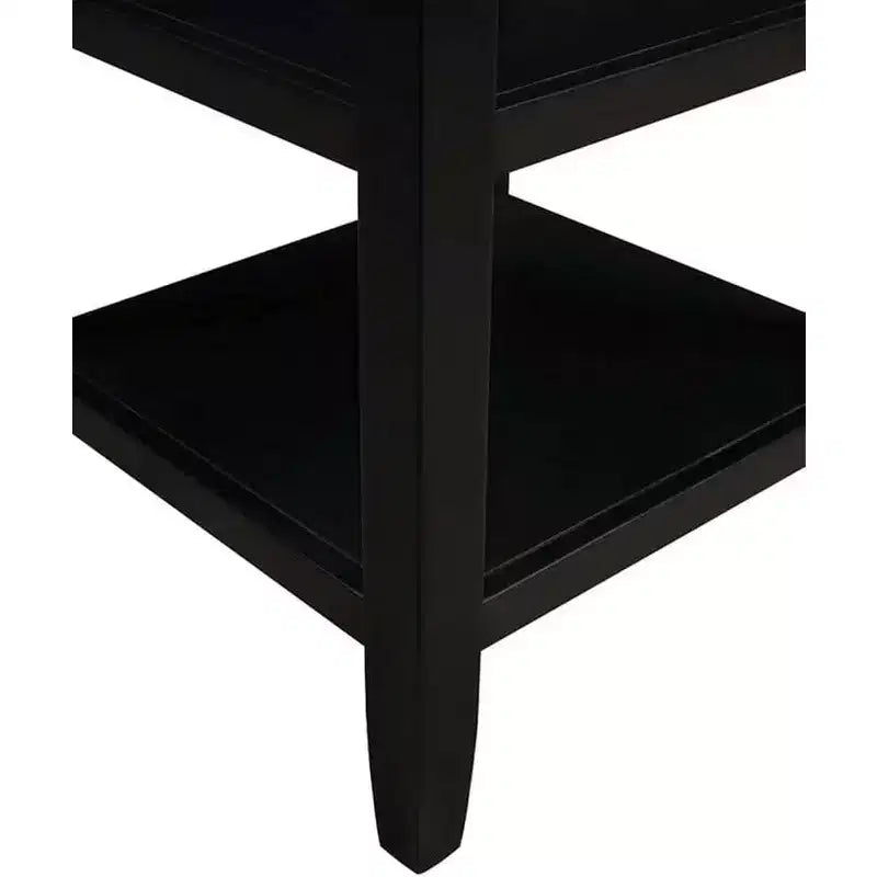 HomeStock Belmont Tavolino d'Appoggio con Due Ripiani, Elegante Tavolino in Legno di Gomma dal Design Minimalista per Esposizione e Organizzazione in Soggiorno
