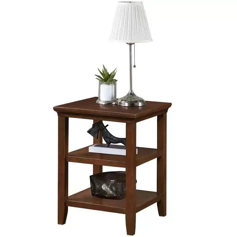 HomeStock Belmont Tavolino d'Appoggio con Due Ripiani, Elegante Tavolino in Legno di Gomma dal Design Minimalista per Esposizione e Organizzazione in Soggiorno