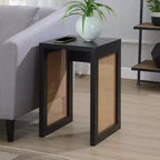 Tavolino quadrato Belmont HomeStock con pannelli laterali in rattan intrecciato e design moderno boho per soggiorno o camera da letto