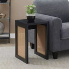Tavolino quadrato Belmont HomeStock con pannelli laterali in rattan intrecciato e design moderno boho per soggiorno o camera da letto