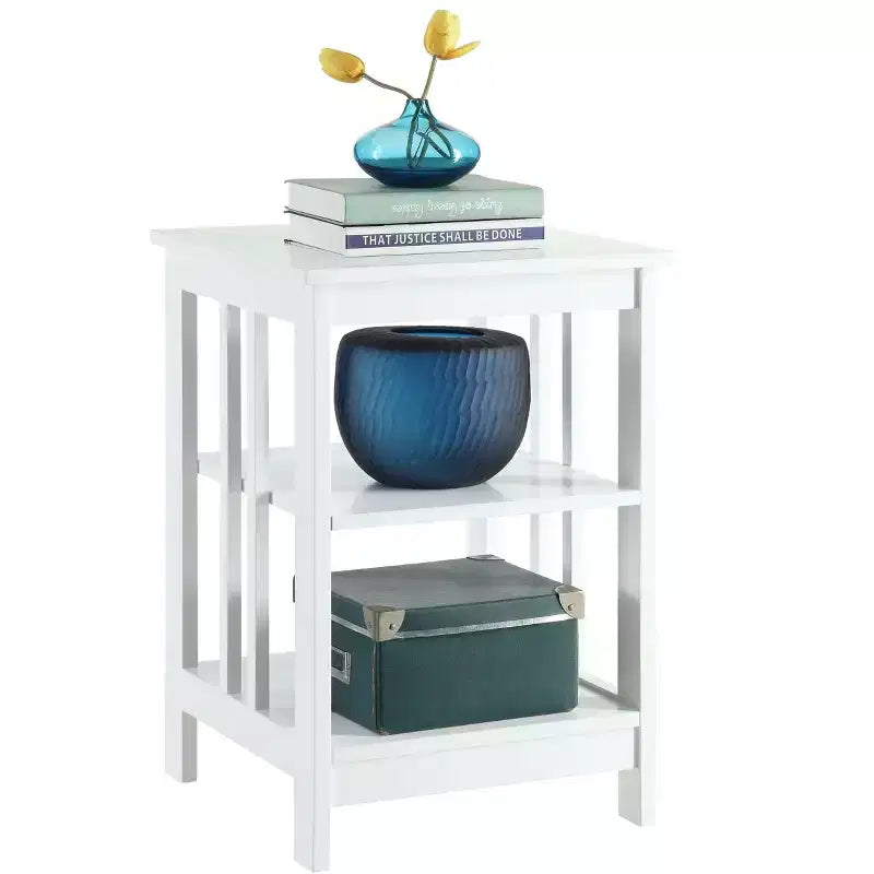 Tavolino Belmont HomeStock con piano liscio e ripiani aperti, tavolino accentuato contenitore in stile transizionale per soggiorno, camera da letto o ufficio