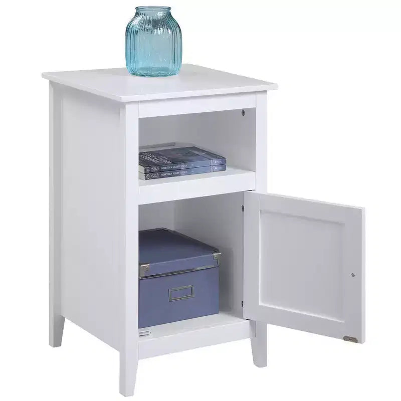 HomeStock Belmont Tavolino contenitore con ripiano e anta Shaker, tavolino d'appoggio compatto con vano nascosto e spazio aperto