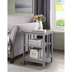 HomeStock Belmont End Table with Smooth Top and Two Open Shelves, Modern Accent Table for Coffee, Tablets, Collectibles, and Everyday Essentials