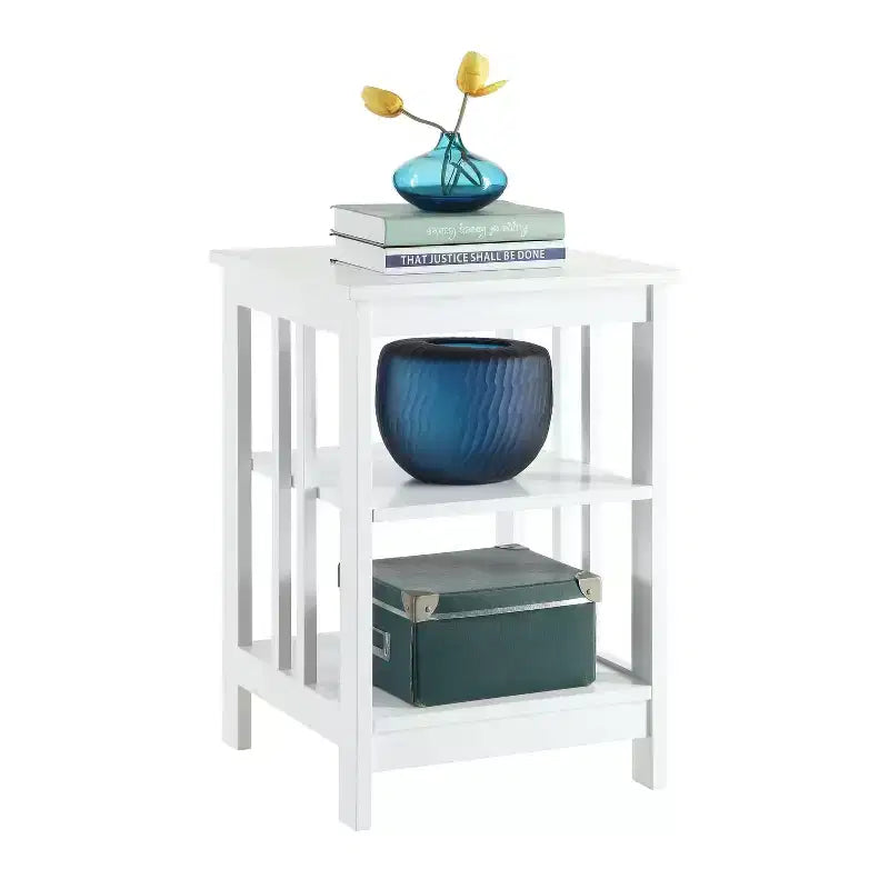 HomeStock Belmont Tavolino con ripiano liscio e due mensole aperte, tavolino d'appoggio moderno per caffè, tablet, oggetti da collezione ed essenziali di tutti i giorni