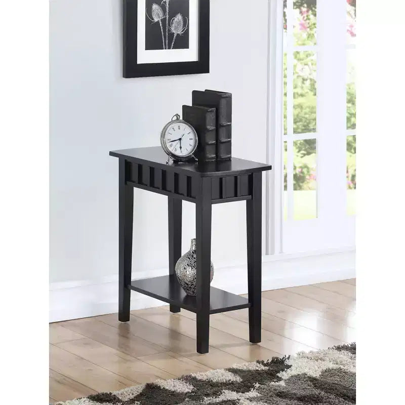 Tavolino HomeStock Belmont con ripiano e piano a forma di diamante, tavolino d'appoggio a due livelli in legno di gomma per soggiorno o ingresso