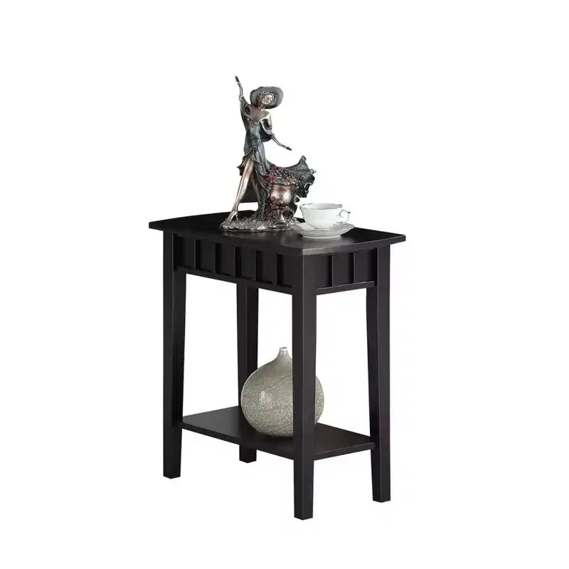 Tavolino HomeStock Belmont con ripiano e piano a forma di diamante, tavolino d'appoggio a due livelli in legno di gomma per soggiorno o ingresso