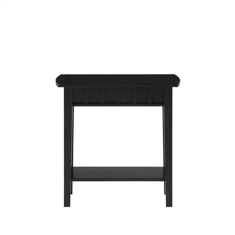 Tavolino HomeStock Belmont con ripiano e piano a forma di diamante, tavolino d'appoggio a due livelli in legno di gomma per soggiorno o ingresso