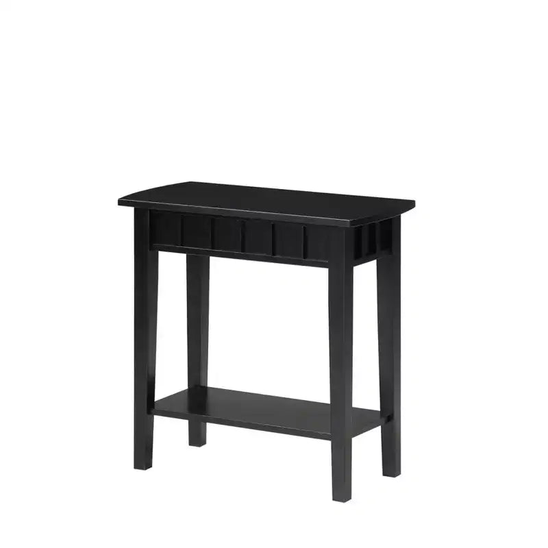 Tavolino HomeStock Belmont con ripiano e piano a forma di diamante, tavolino d'appoggio a due livelli in legno di gomma per soggiorno o ingresso
