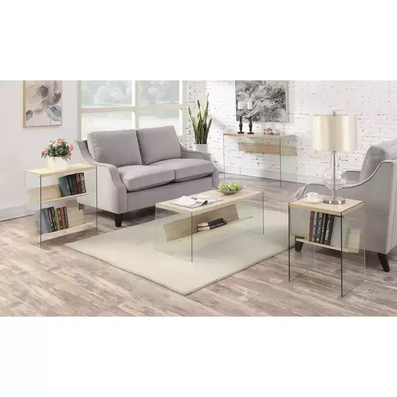 HomeStock Belmont Tavolino Finale a Tre Ripiani con Mensole Multiple, Design Aperto, Struttura Elegante e Finitura di Stile per Soggiorno o Camera da Letto