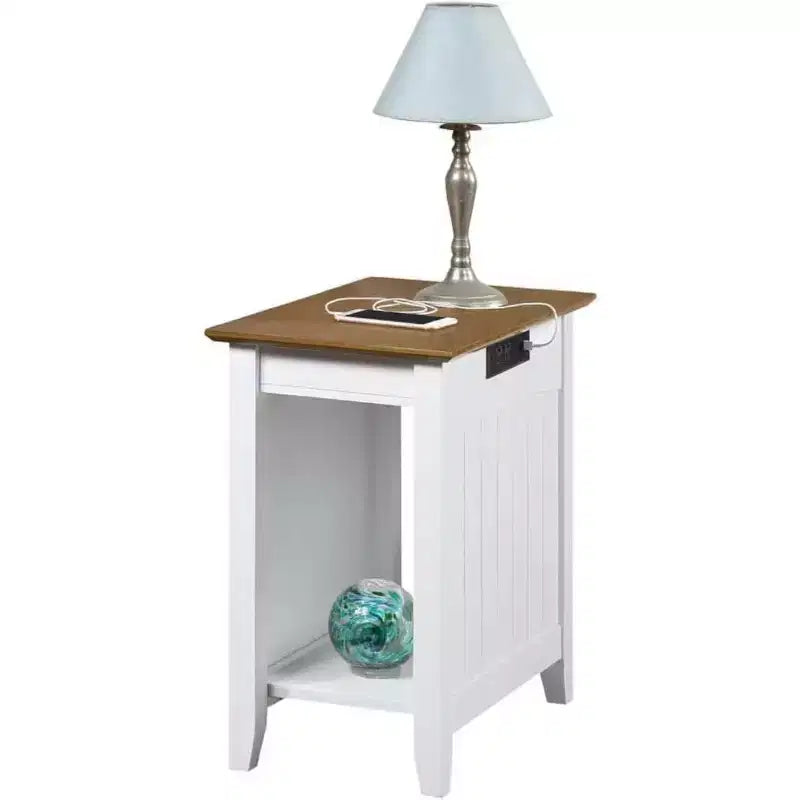 HomeStock Belmont Tavolino da Divano con Ciabatta Elettrica Integrata e Porte USB, Elegante Tavolino con Ripiano Contenitore per Arredamento Soggiorno o Camera da Letto