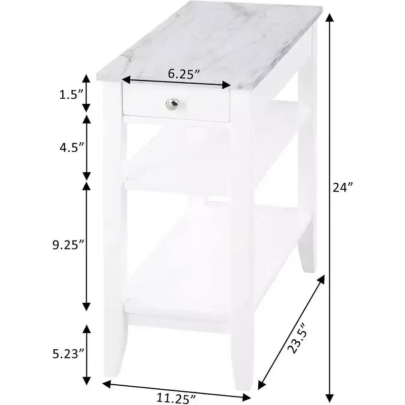 HomeStock Belmont Tavolino laterale con cassetto e ripiani aperti, Elegante tavolino d'appoggio transizionale per riporre e mostrare oggetti in casa