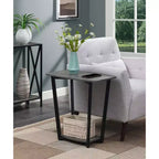 HomeStock Belmont Industrial End Table with Bottom Shelf, Powder Coated Metal Frame and Open Display Space for Modern Living Rooms
