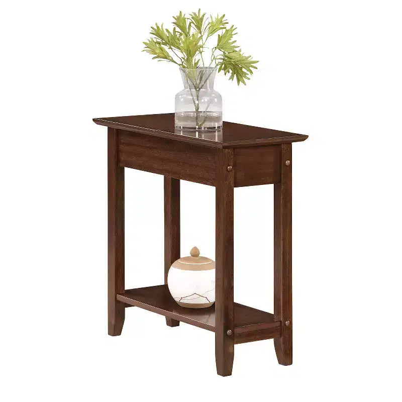 HomeStock Belmont Tavolino compatto con portariviste integrato, design a C per un facile posizionamento sul divano e un comodo utilizzo in soggiorno