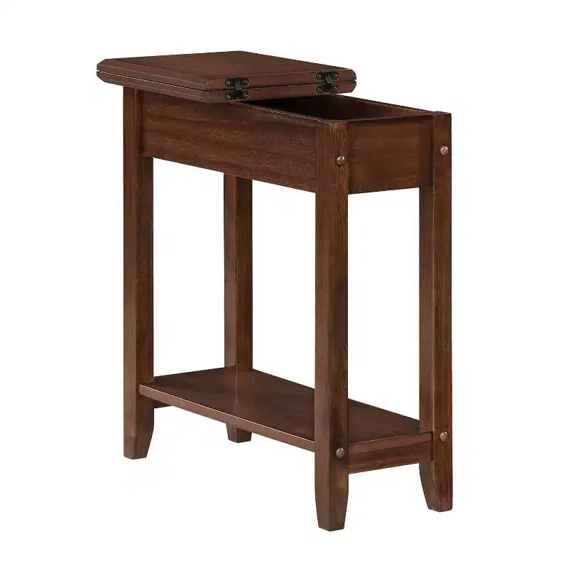 HomeStock Belmont Tavolino compatto con portariviste integrato, design a C per un facile posizionamento sul divano e un comodo utilizzo in soggiorno