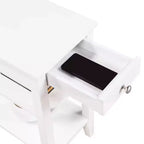 HomeStock Belmont Tavolino laterale con cassetto scorrevole, porte USB, presa di corrente e scaffali, Tavolino da salotto contemporaneo con contenitore