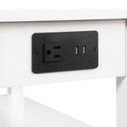 HomeStock Belmont Tavolino laterale con cassetto scorrevole, porte USB, presa di corrente e scaffali, Tavolino da salotto contemporaneo con contenitore