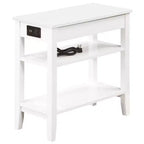HomeStock Belmont Tavolino laterale con cassetto scorrevole, porte USB, presa di corrente e scaffali, Tavolino da salotto contemporaneo con contenitore