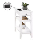 HomeStock Belmont Tavolino laterale con cassetto scorrevole, porte USB, presa di corrente e scaffali, Tavolino da salotto contemporaneo con contenitore