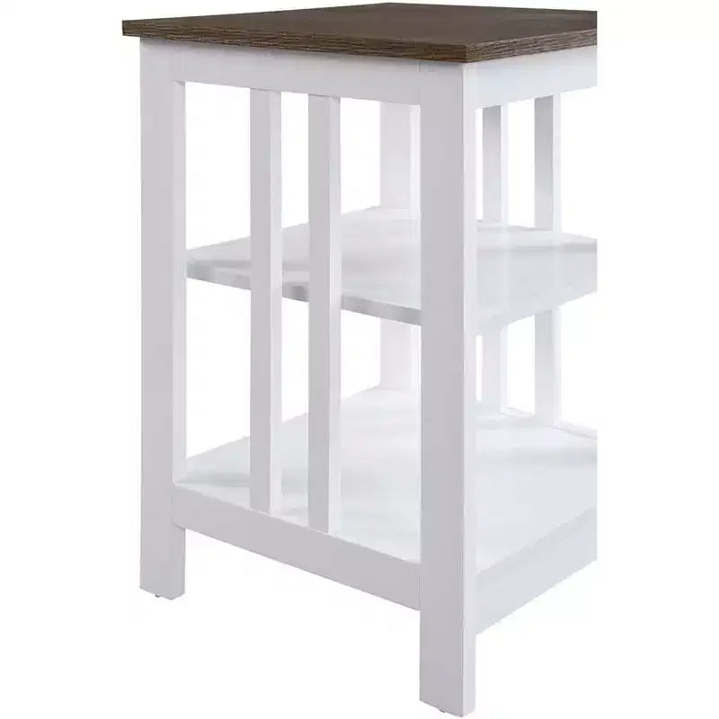 Tavolino da salotto Belmont HomeStock con piano liscio e due ripiani, costruzione in MDF, tavolino occasionale in stile transizionale per salotto o camera da letto