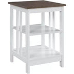 Tavolino da salotto Belmont HomeStock con piano liscio e due ripiani, costruzione in MDF, tavolino occasionale in stile transizionale per salotto o camera da letto