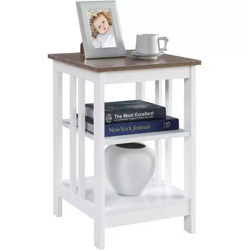 Tavolino da salotto Belmont HomeStock con piano liscio e due ripiani, costruzione in MDF, tavolino occasionale in stile transizionale per salotto o camera da letto