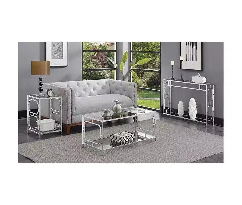 HomeStock Belmont Tavolino Cromato con Struttura Elegante e Superficie Liscia, Tavolino d'Appoggio Moderno per Soggiorno o Ufficio