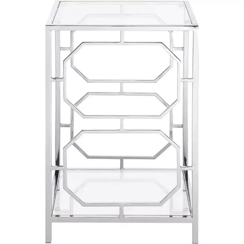 HomeStock Belmont Tavolino Cromato con Struttura Elegante e Superficie Liscia, Tavolino d'Appoggio Moderno per Soggiorno o Ufficio